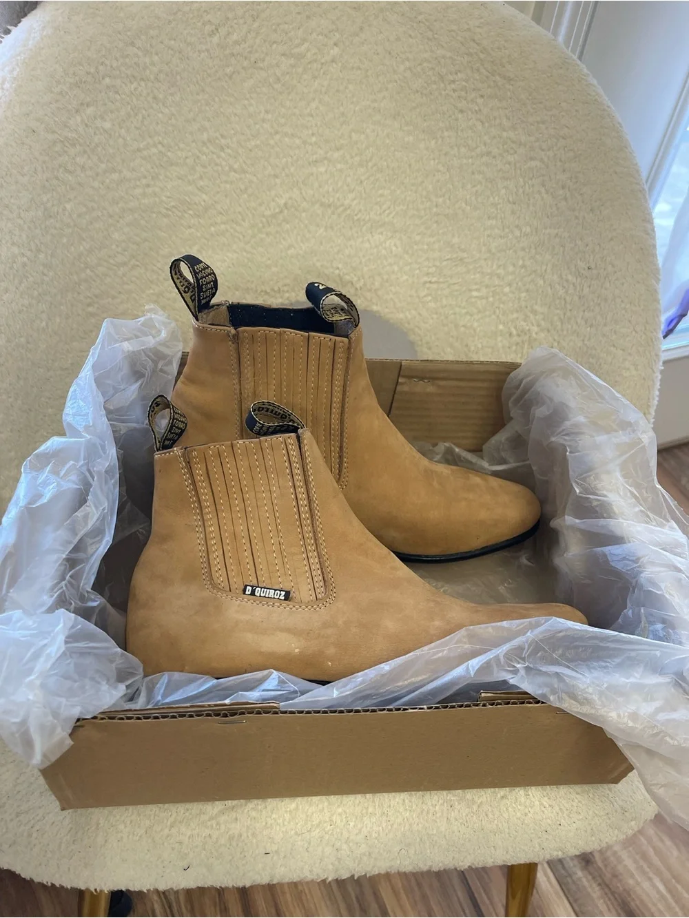 Men's Tan Suede Chukka Boots with Branded Pull Tabs